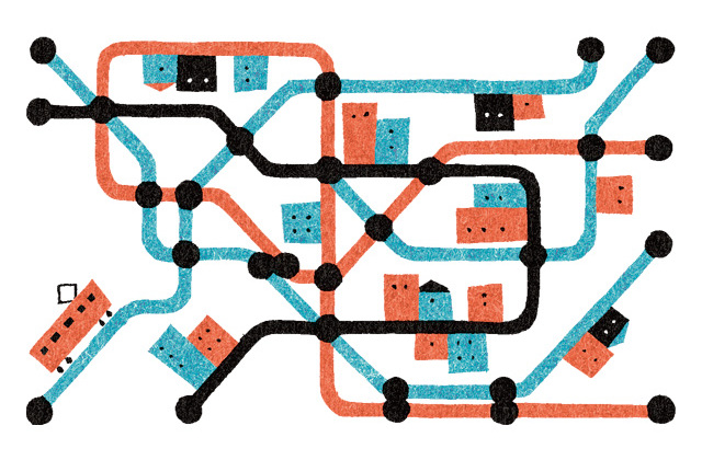 Illustration: Ryo Takemasa, Public Transport for Monocle magazine, issue 65.