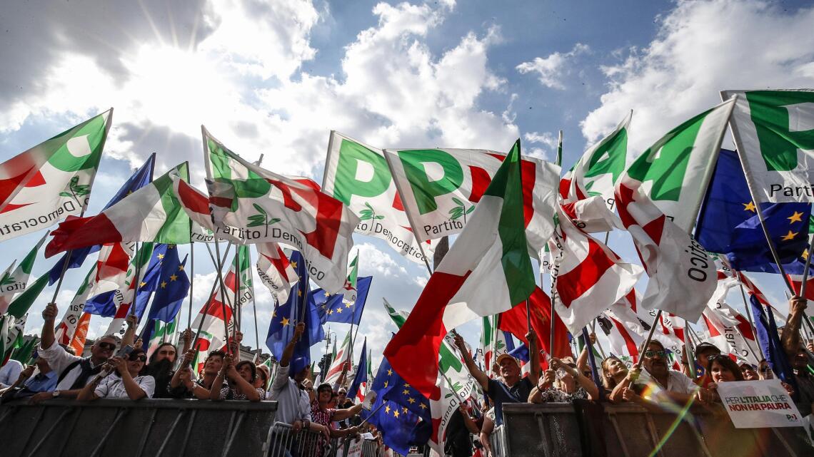 Manifestazione del Pd in piazza del Popolo