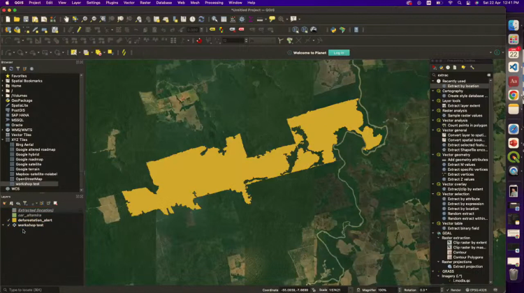 Un esempio dei dati dell'inchiesta elaborati su Qgis