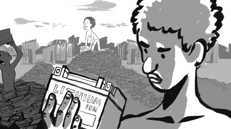 Disegno dal lavoro di Giuliano Cangiano e Danilo Deninotti per il Contest "Where will we be in 2030?" della Review Dessinée